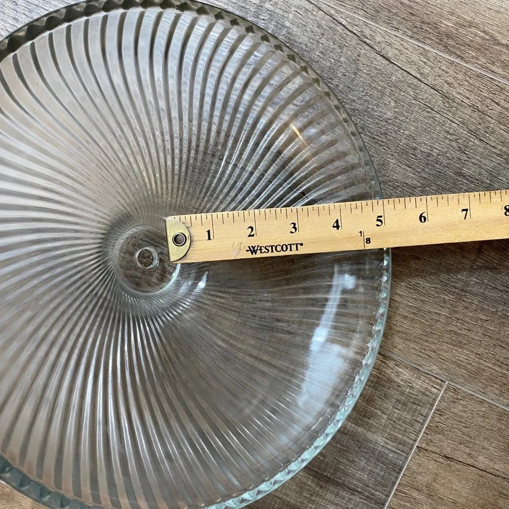 Vintage Clear Ribbed Glass Swirl Lamp Shade Art Deco MCM Replacement 10 Inch